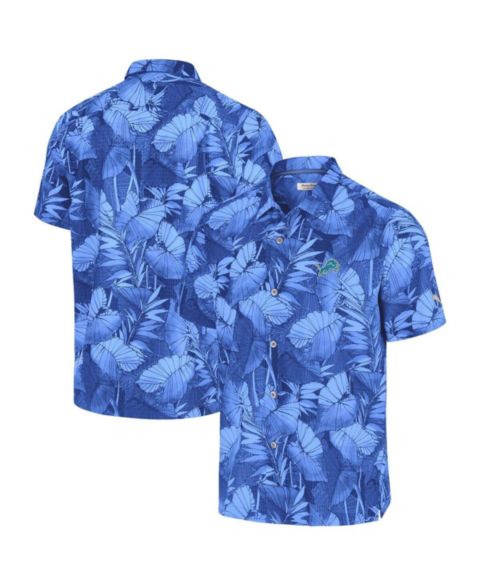 Мужская рубашка Tommy Bahama Blue Detroit Lions Bahama Coast Nuevo Fronds Camp Button-Up