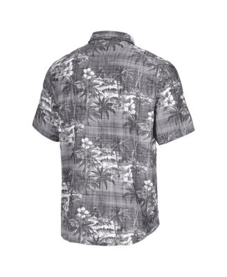 Men's Black Ohio State Buckeyes Coconut Point Isla Palmetta Camp Button-Up Shirt