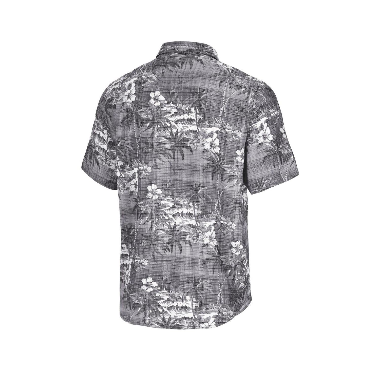 Men's Black Ohio State Buckeyes Coconut Point Isla Palmetta Camp Button-Up Shirt