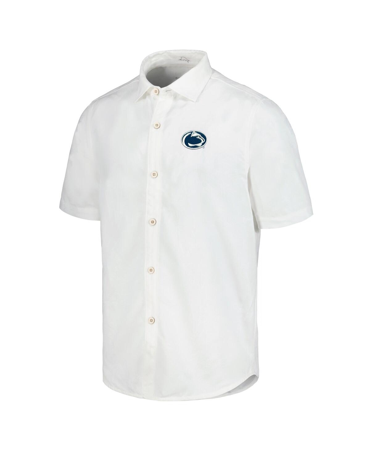 Tommy Bahama Men's White Penn State Nittany Lions Coconut Point Palm Vista Islandzone Camp Button-up Shirt In White