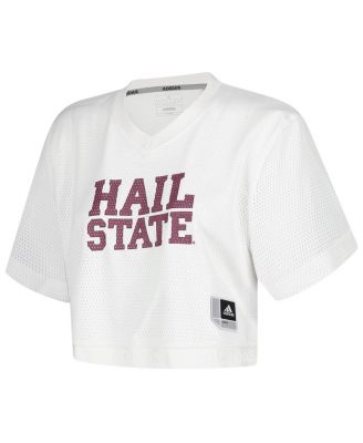 Women's White Mississippi State Bulldogs Primegreen V-Neck Cropped Jersey