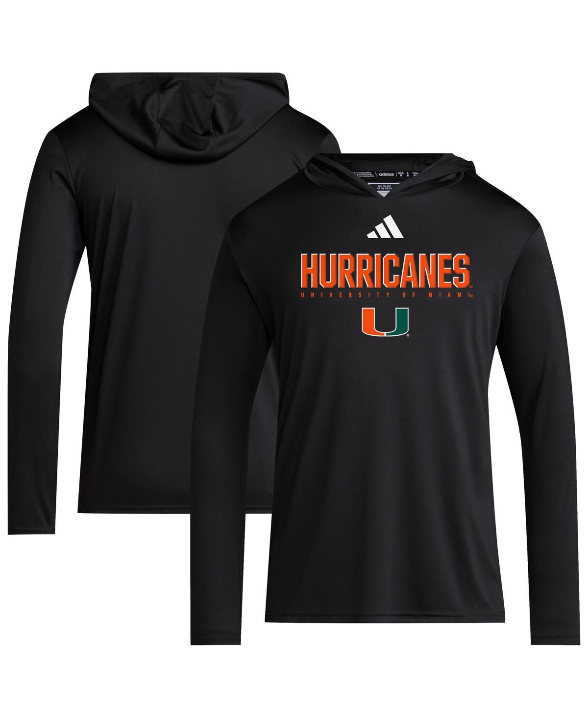 Adidas Men's Black Miami Hurricanes 2025 Aeroready Sideline Training Long Sleeve Hooded T-Shirt