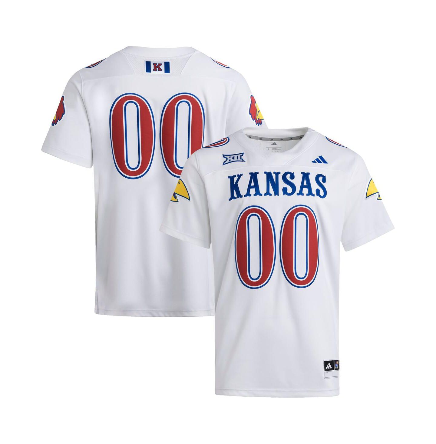 Мужское джерси adidas Men's 00 White Kansas Jayhawks Premier Strategy Jersey — фото 1