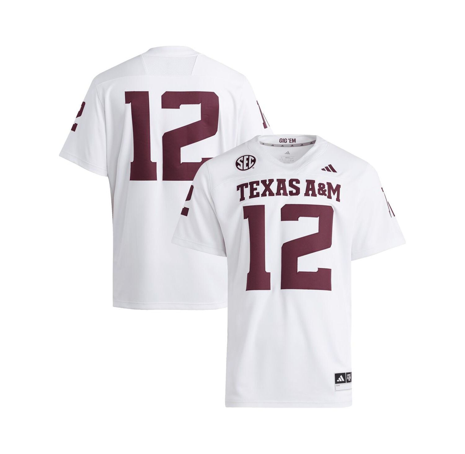 Men's 12 White Texas A&M Aggies Premier Jersey