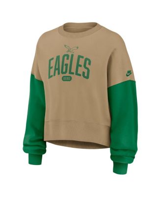 Women's Tan Philadelphia Eagles Oversized Rewind Pullover Sweatshirt