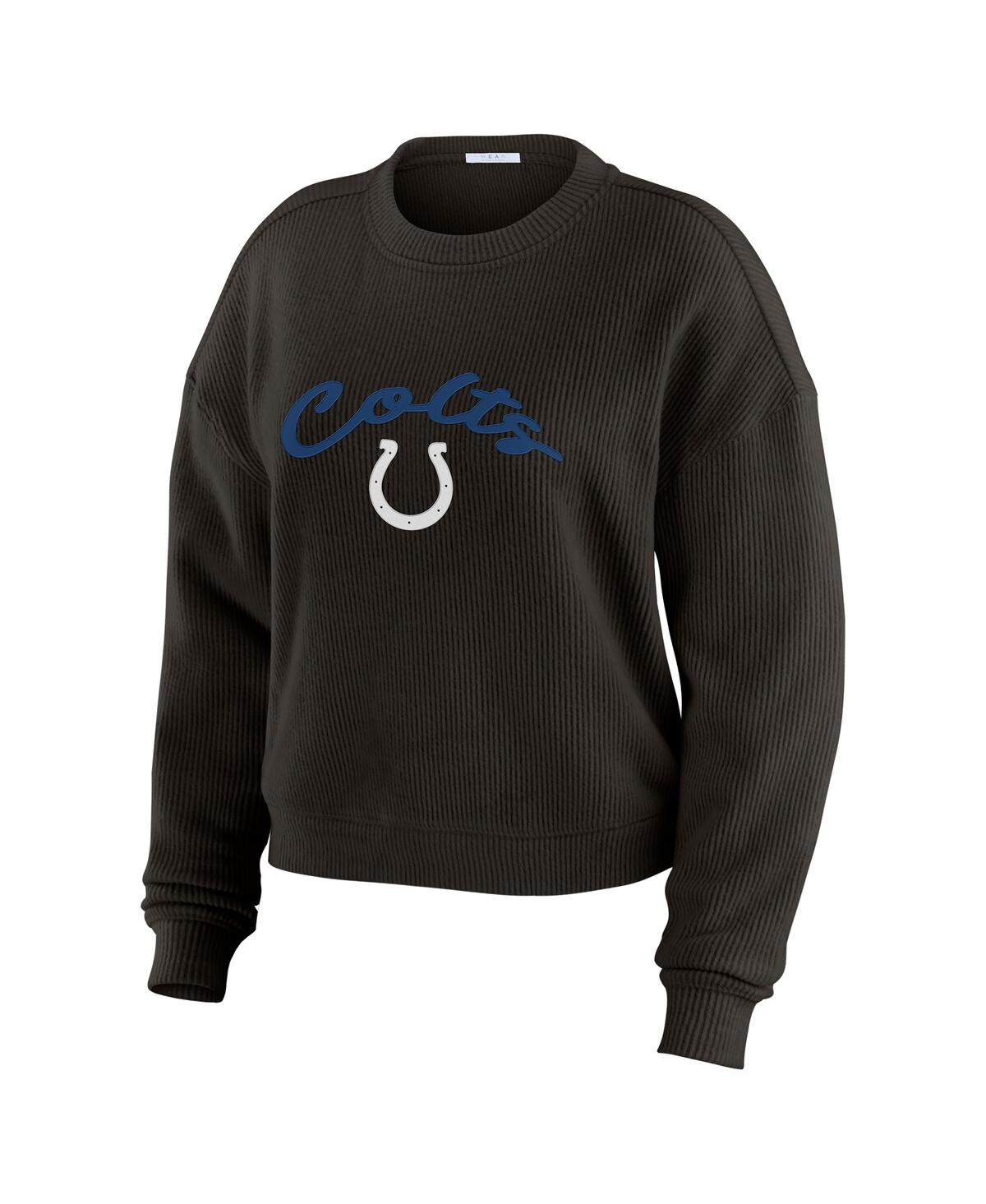 Wear By Erin Andrews Women's Cream Indianapolis Colts Plus Size Knitted Tri-blend Long Sleeve T-shirt Pants Lounge Set In Brown