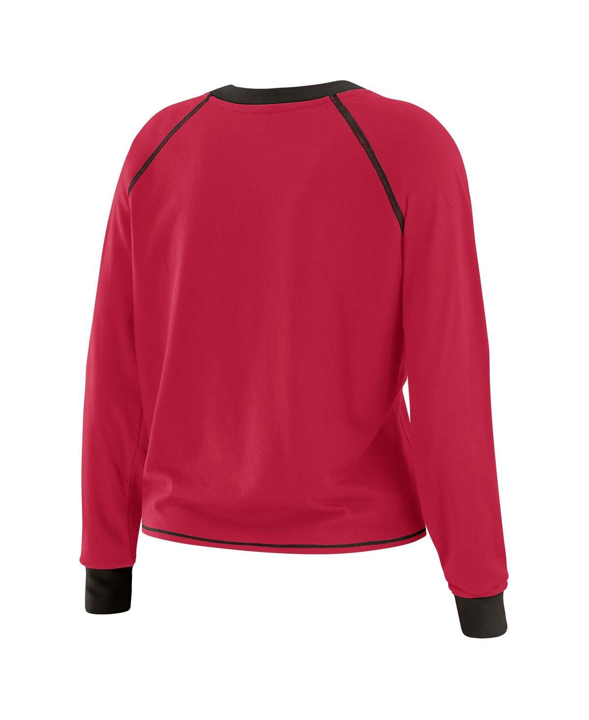 Wear by Erin Andrews Women's Cardinal/Black Arizona Cardinals Plus Size Tie-Front Long Sleeve Top