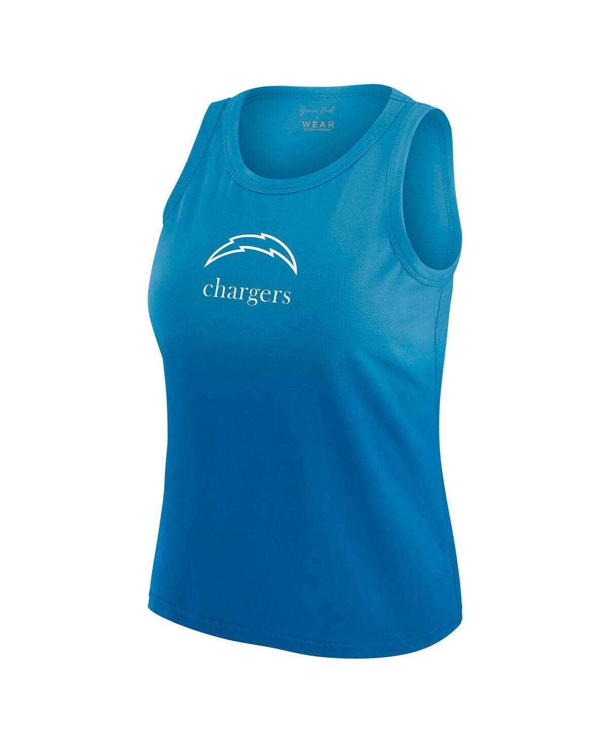 Wear by Erin Andrews Women's x Gracie Hunt Blue Los Angeles Chargers Ombre Tank Top