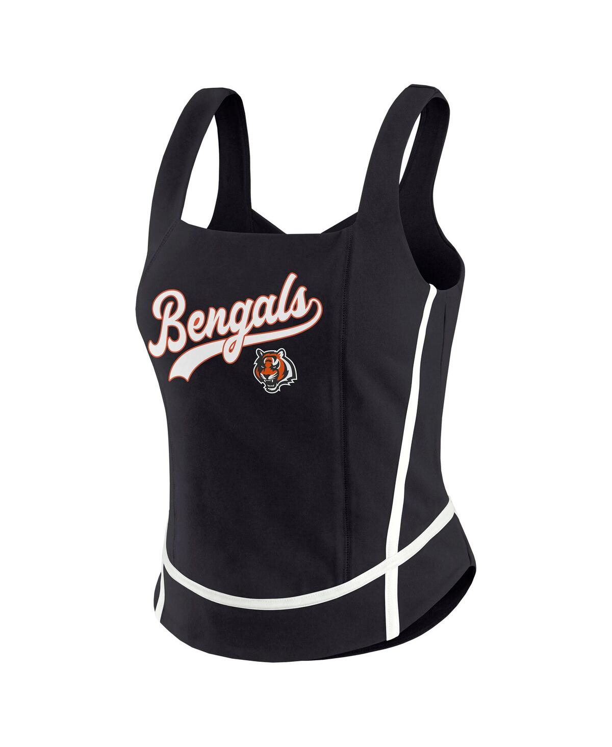 Wear By Erin Andrews Women's Black Cincinnati Bengals Square Neck Tank Top In Black