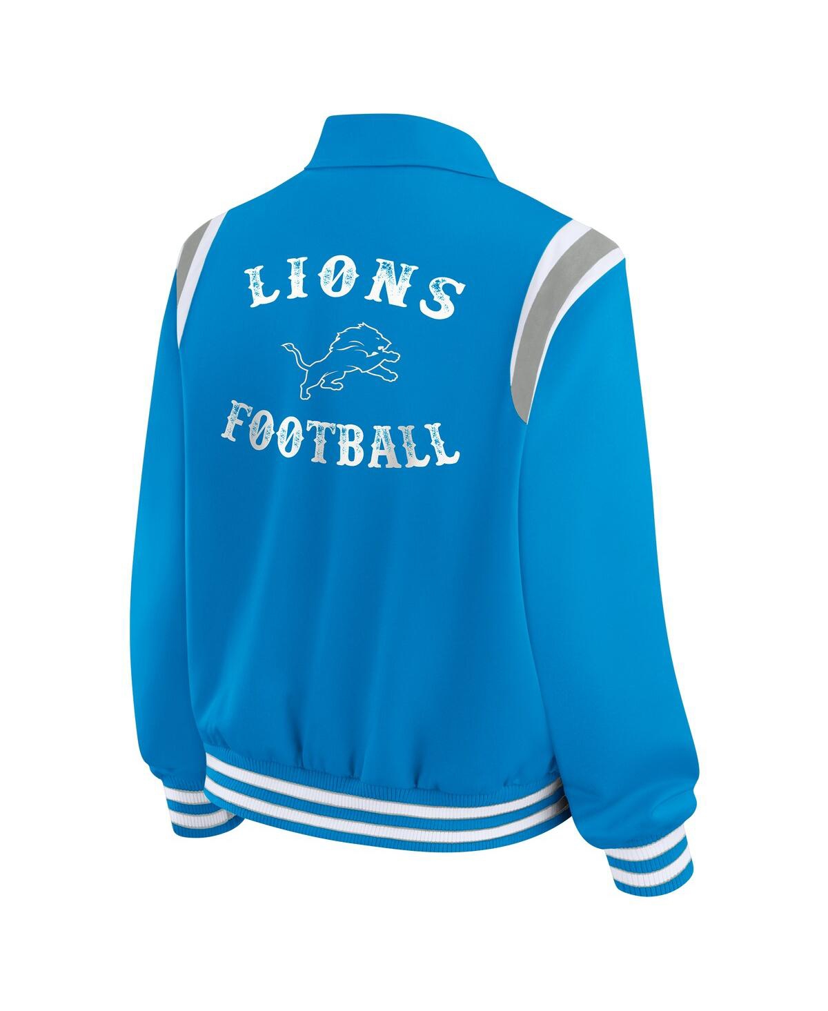 Wear By Erin Andrews Women's Blue Detroit Lions Varsity Lightweight Full-snap Jacket In Blue