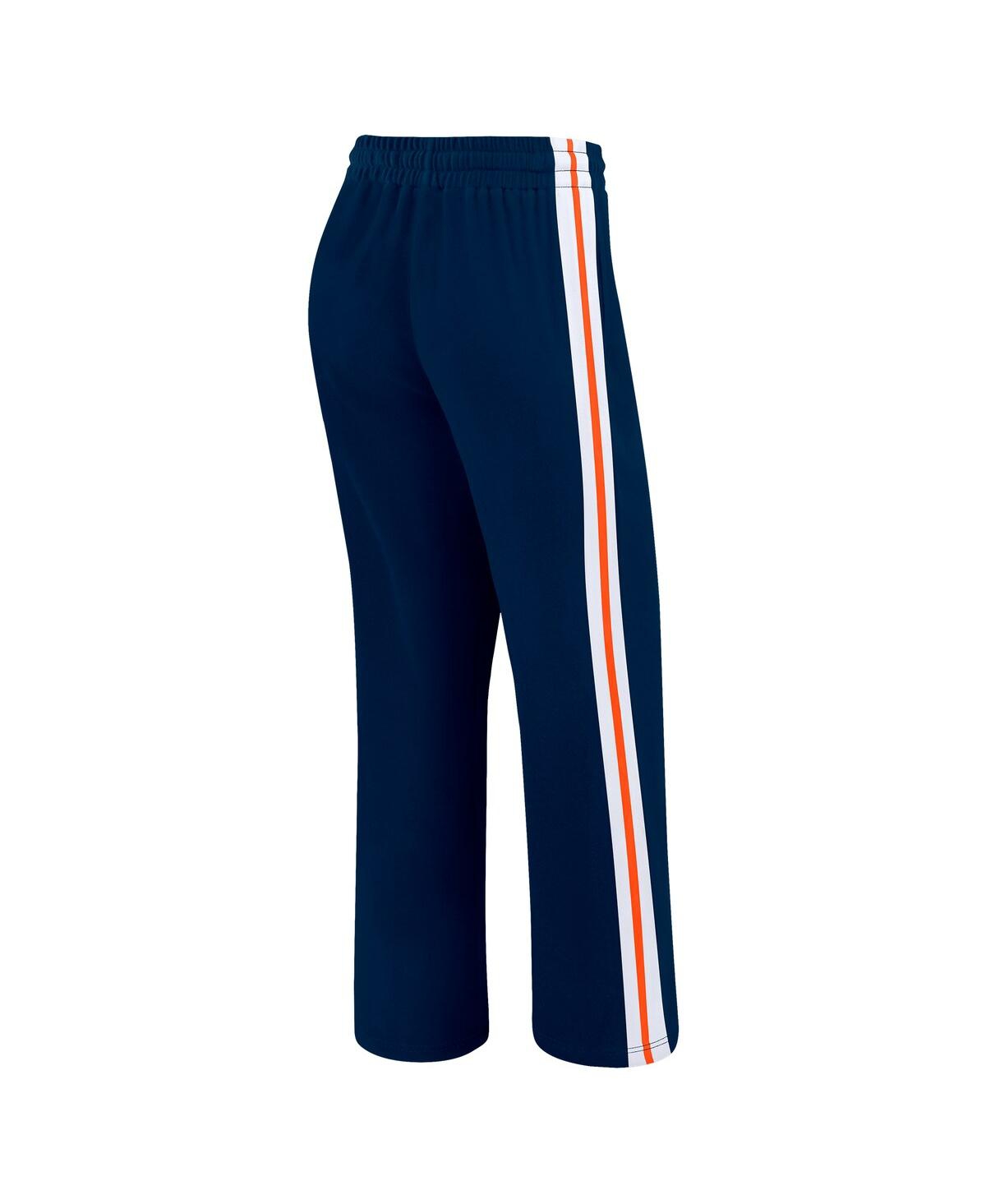 Wear By Erin Andrews Women's Navy Denver Broncos Color-block Straight Leg Pants In Blue