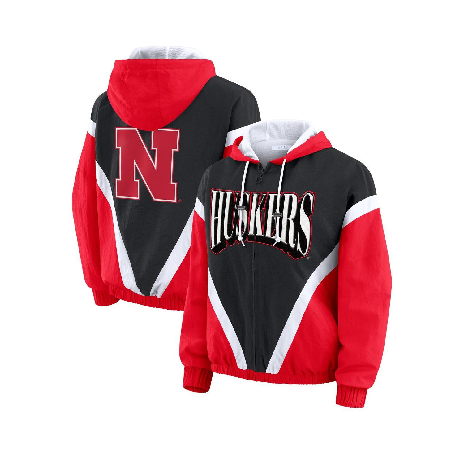 Women's Scarlet/Black Nebraska Huskers Color Block Full-Zip Windbreaker Jacket
