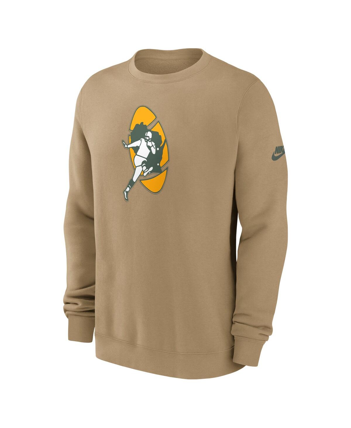 Nike Men's Tan Green Bay Packers Swing Pass Rewind Club Pullover Sweatshirt
