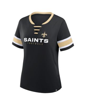 Women's Black New Orleans Saints Redzone Draw Play Athena Lace-Up T-Shirt