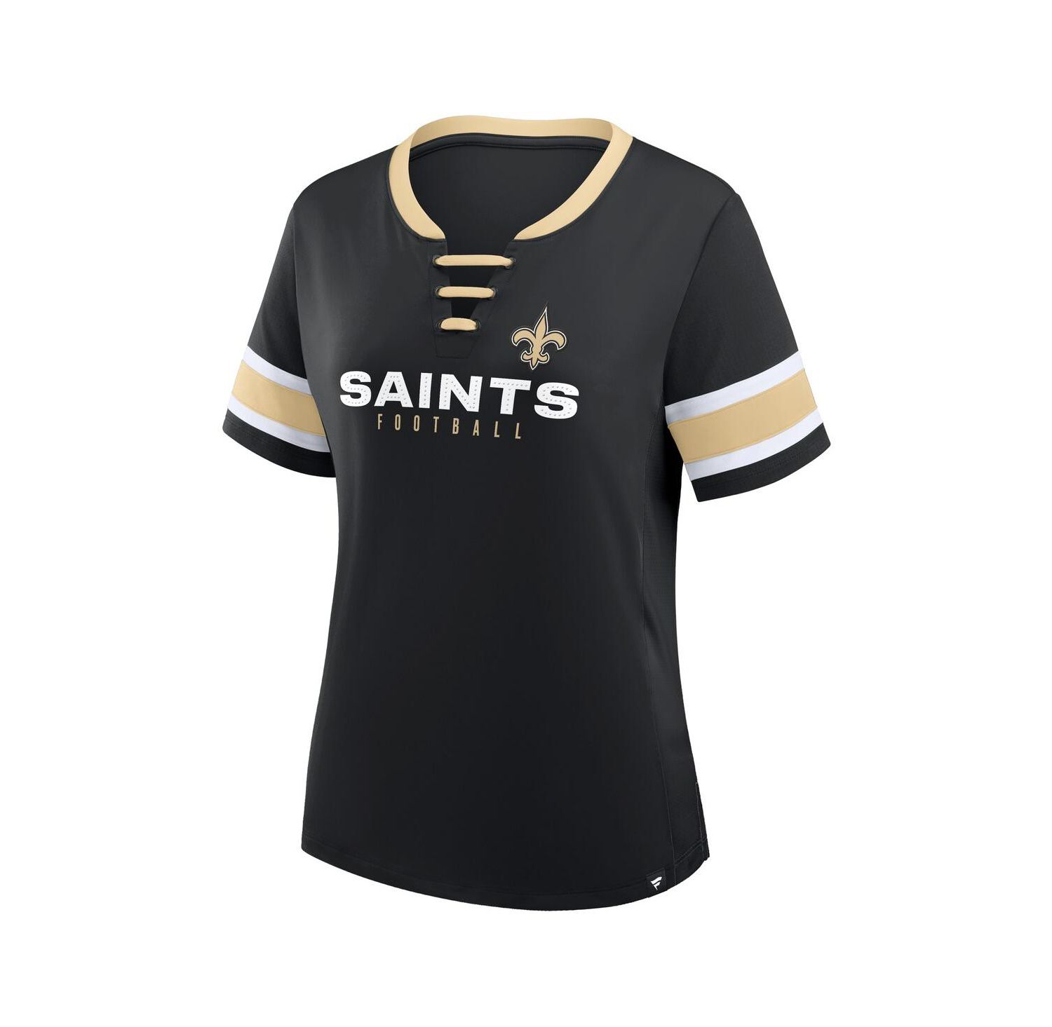 Women's Black New Orleans Saints Redzone Draw Play Athena Lace-Up T-Shirt