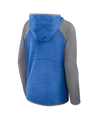 Women's Blue/Gray Detroit Lions Redzone End Around Pass Raglan Full-Zip Hoodie