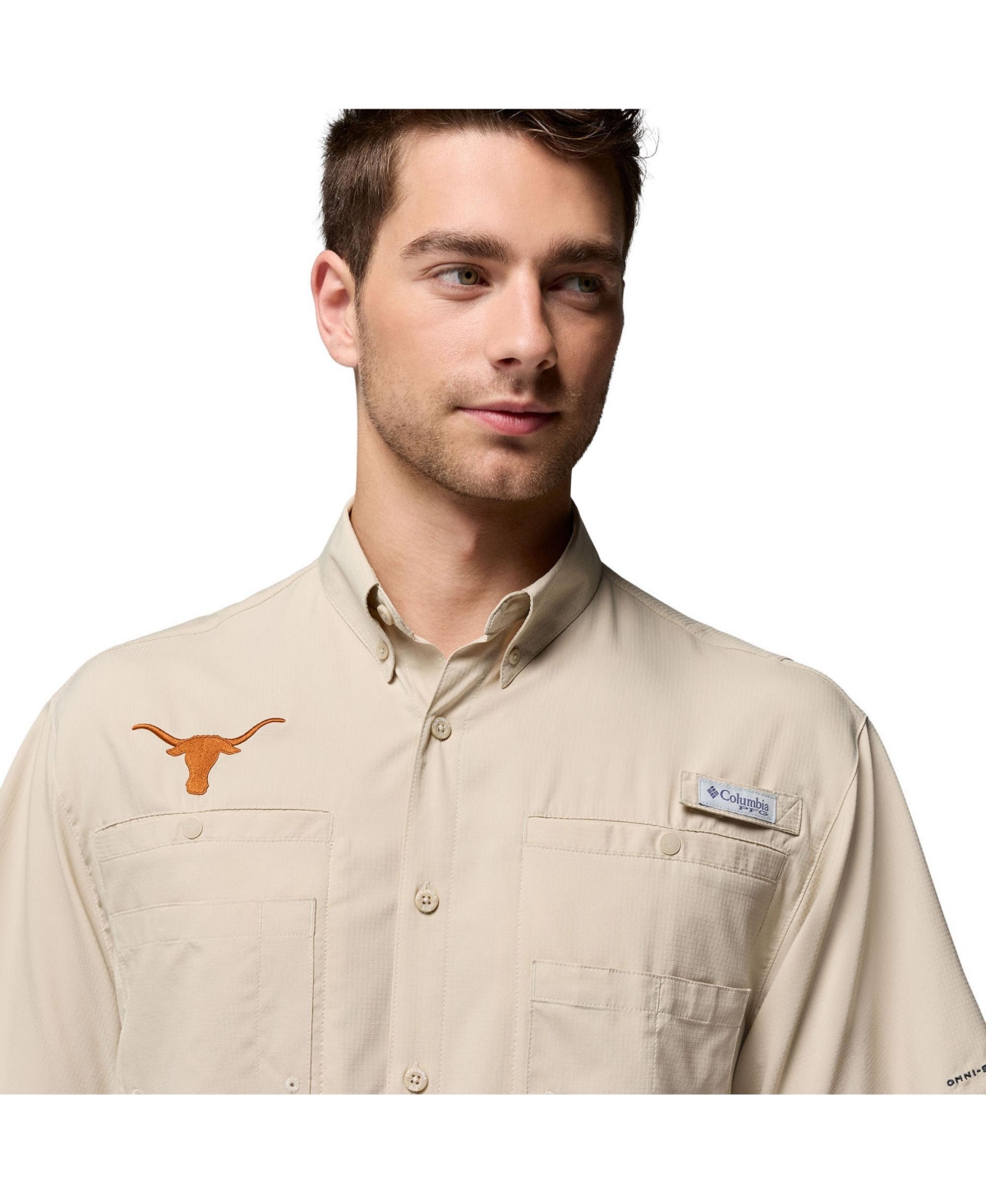 Columbia Men's Tan Texas Longhorns Tamiami Omni-shade Button-down Shirt In Brown