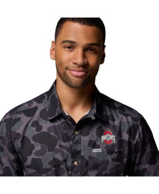 Men's Black Ohio State Buckeyes Super Slack Tide Omni-Wick Button-Up Shirt