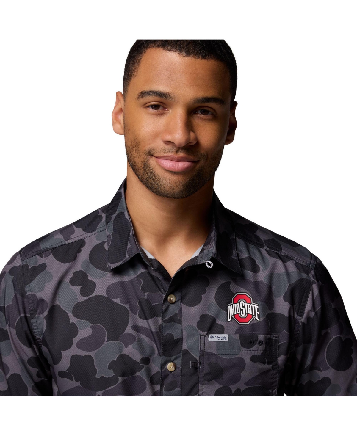 Columbia Men's Black Ohio State Buckeyes Super Slack Tide Omni-wick Button-up Shirt In Black