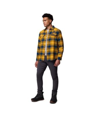Men's Gold Notre Dame Fighting Irish Flare Gun Omni-Wick Flannel Long Sleeve Button-Up Shirt
