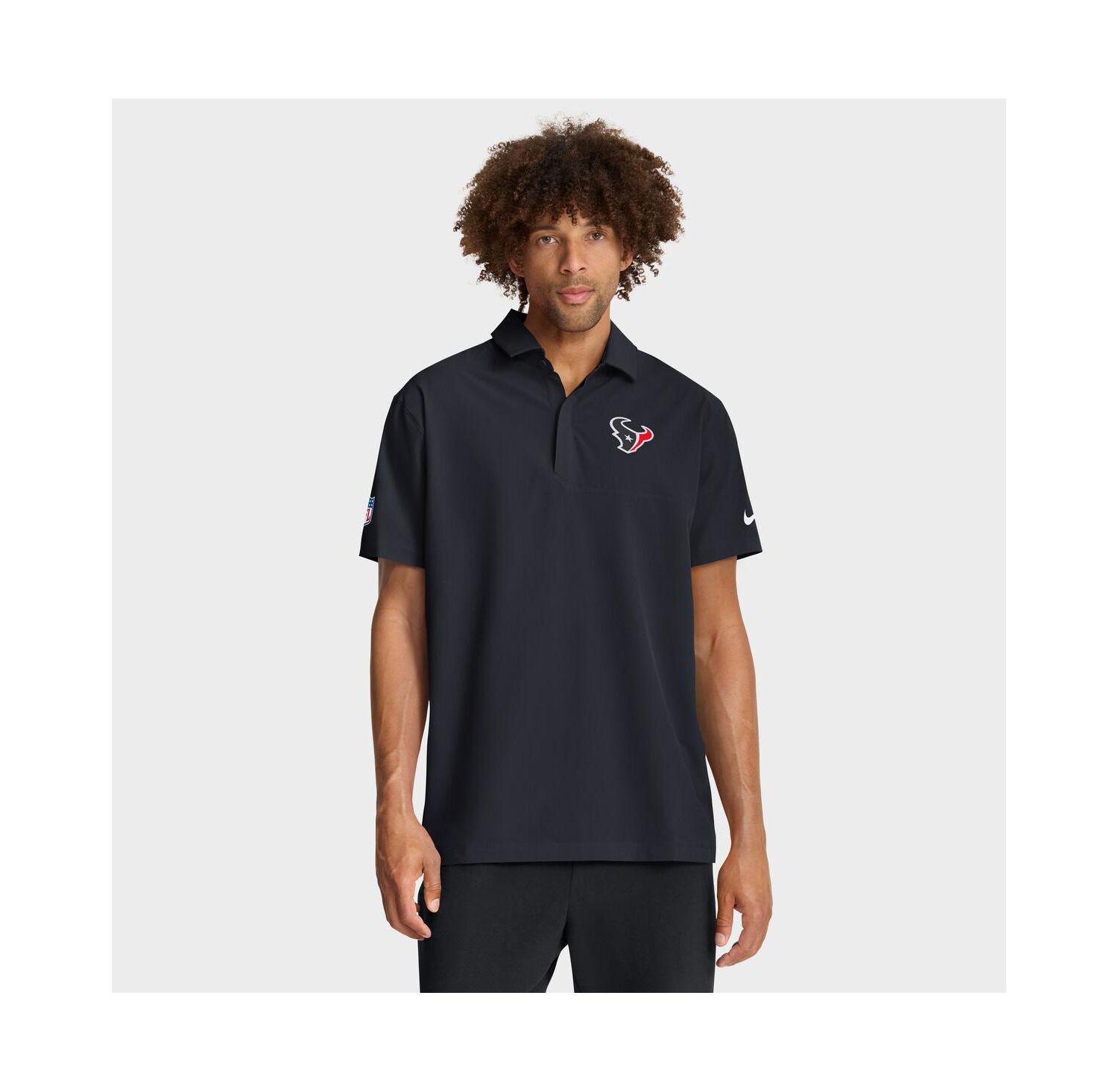 Men's Navy Houston Texans Sideline City Pride Woven Performance Polo Shirt