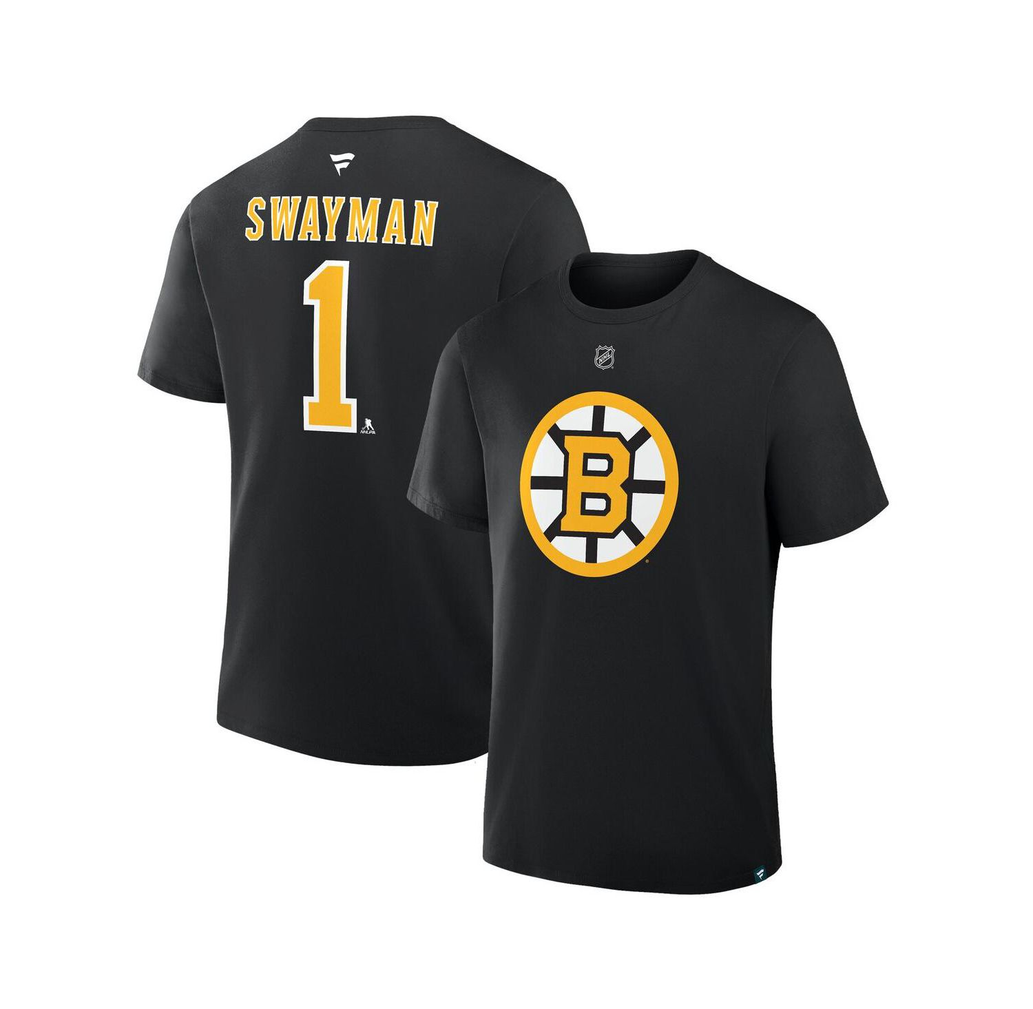 Men's Jeremy Swayman Black Boston Bruins Authentic Stack Name & Number T-Shirt