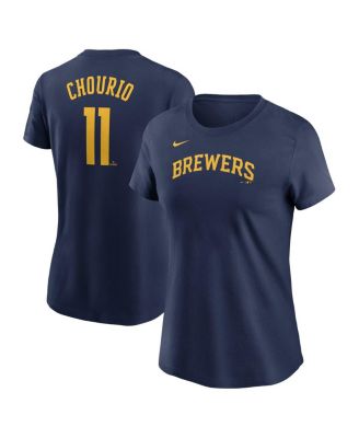 Nike - Women's Jackson Chourio Navy Milwaukee Brewers Fuse Name Number T-Shirt