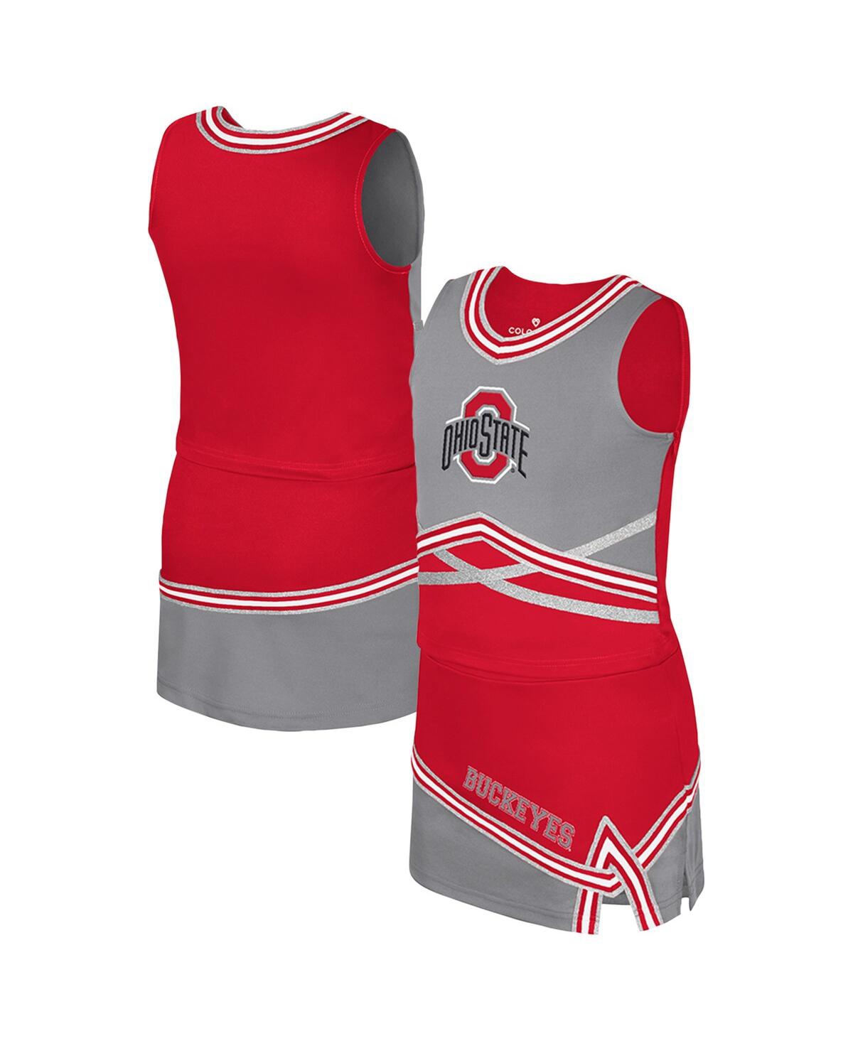 Colosseum Big Girls 2-piece Scarlet Ohio State Buckeyes Lollipop Park Cheer Set In Multi