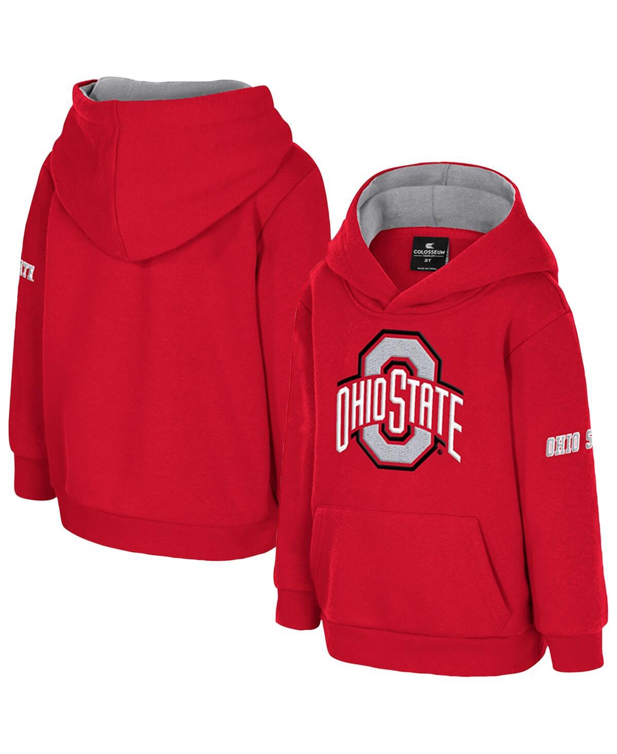 Colosseum Toddler Scarlet Ohio State Buckeyes Big Logo Volume Fleece Pullover Hoodie In Red