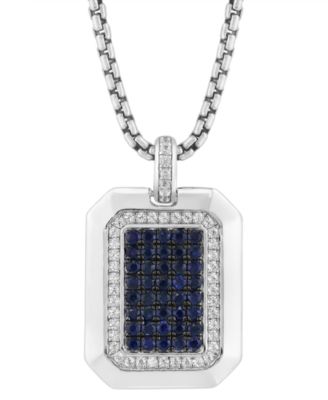 Sapphire and White Zircon Pendant Necklace (1/20 ct. t.w.) in Sterling Silver