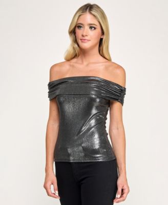 Juniors Lurex Off-The-Shoulder Top