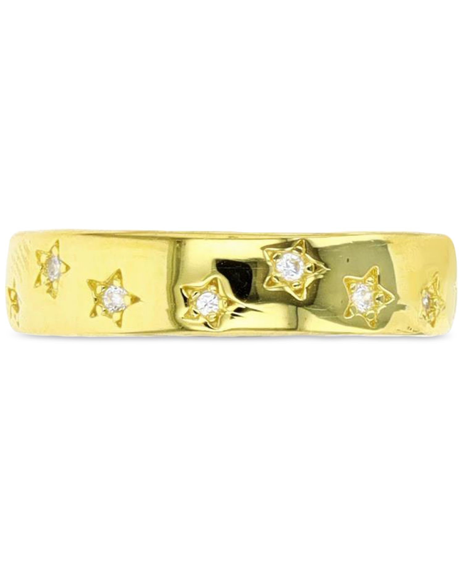 Macy’s Cubic Zirconia Star Band Ring (0.174 ct. t.w.) in 14K Yellow Gold Over Sterling Silver