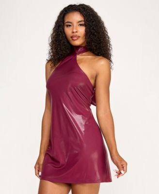 Juniors' Foil Draped Scarf One-Shoulder Dress