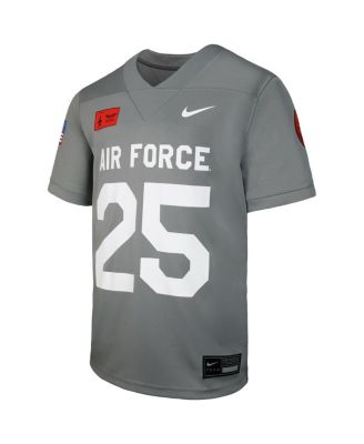 Big Boys and Girls 25 Gray Air Force Falcons APLS Fighting Falcon Collection Football Game Jersey