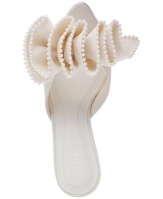 Women's Affinity-Pearl Ruffle High Heel Dress Mules