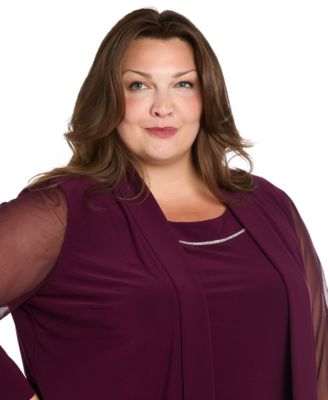 Plus Size Scoop Neck 2-Piece Jacket Dress