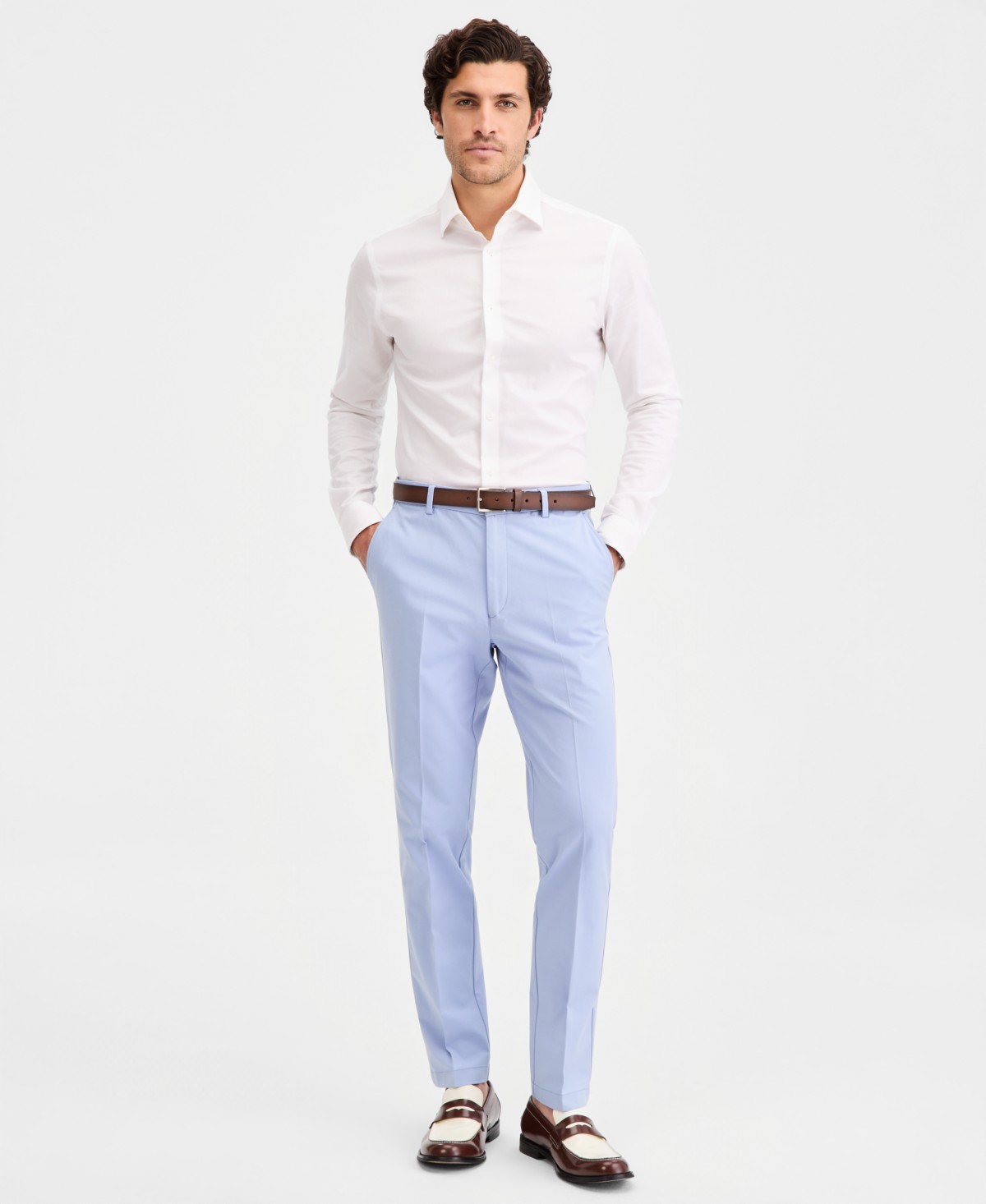 Мужские платья Michael Kors Men's Classic-Fit Cotton-Blend Dress Pants — фото 1