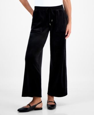 Petite Pull-On Wide-Leg Velour Lounge Pants, Macy's Exclusive 