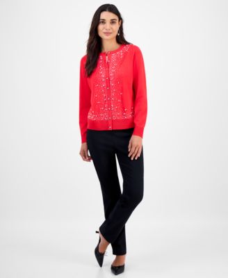 Petite Border Embellished Party Cardigan, Macy's Exclusive