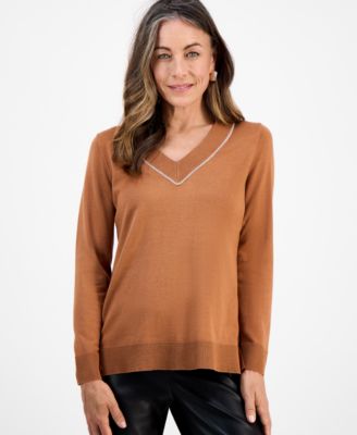 Petite Embellished Tunic Sweater