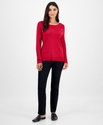 Petite Button-Detail Sweater, Macy's Exclusive