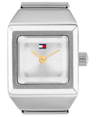 Women's Quartz Silver Tone Stainless Steel Watch Ring, 15mm