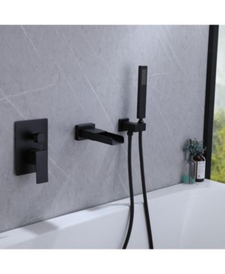 Waterfall Single-Handle 2 Sprayer Wall Mount Bathtub Shower Faucet in Matte Black