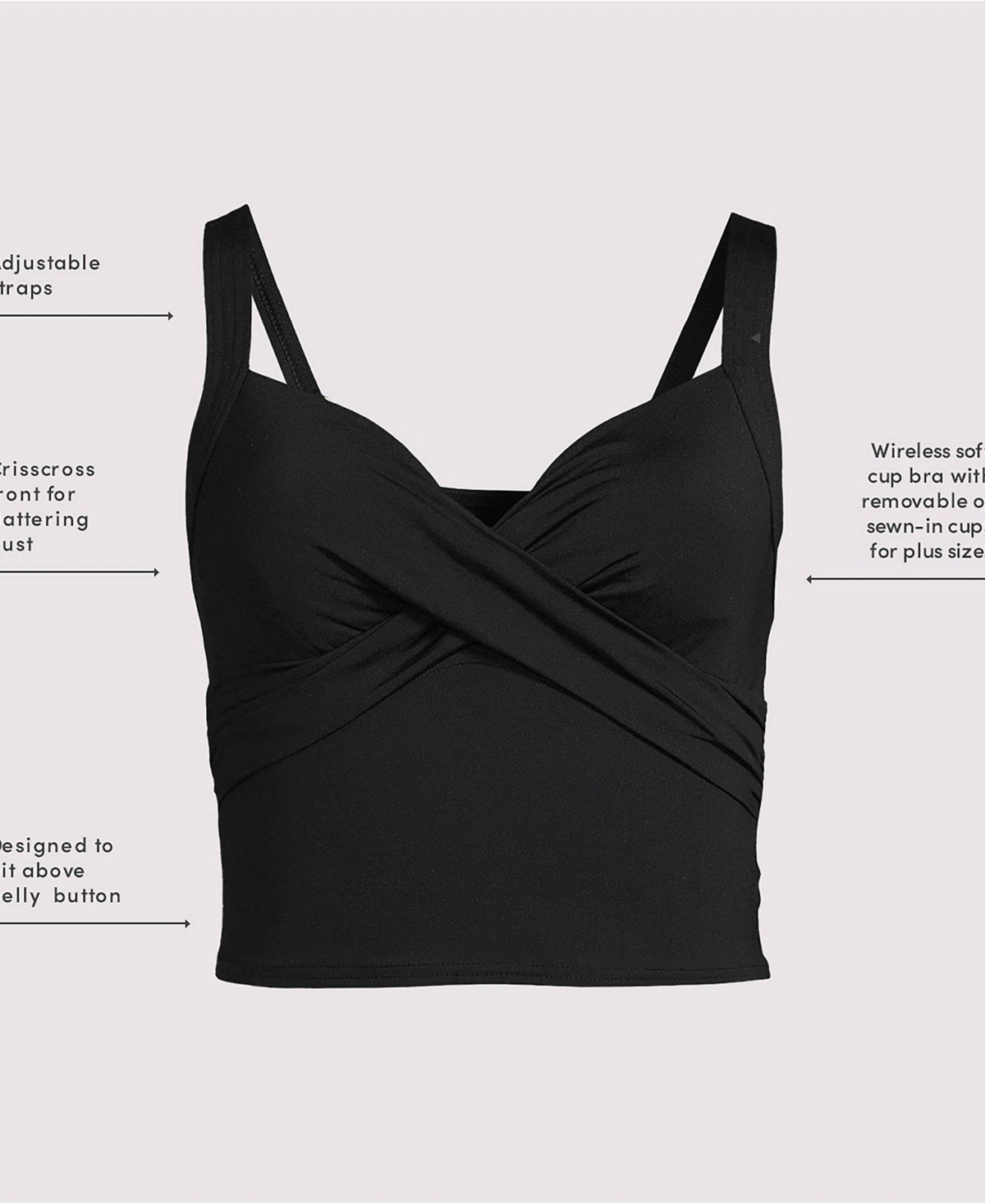 Lands' End Women's Dd-Cup V-Neck Wrap Midkini Top