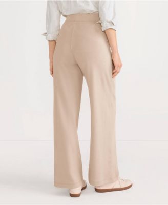 Women's Tall Sport Knit High Rise Pleated Wide Leg Pants