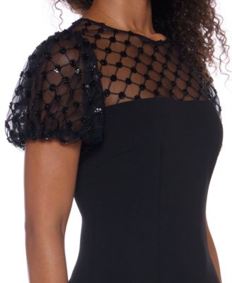 Juniors' Embellished Puff Sleeve Dress