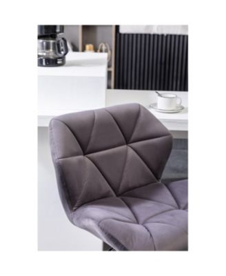 Gray Velvet Diamond Tufted Adjustable Barstools (Set of 2)