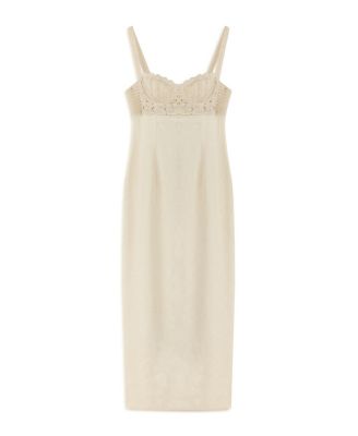 Women's Linen Brode Detailed Sweetheart Maxi Dress