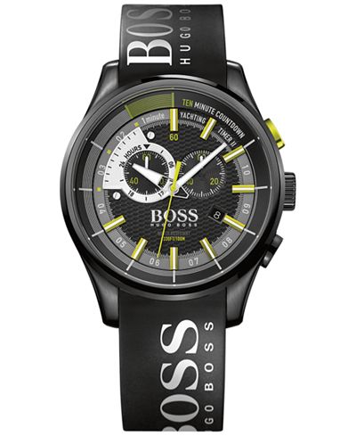 BOSS Hugo Boss Men's Yachting Timer II Chronograph Black Silicone Strap Watch 45mm 1513337