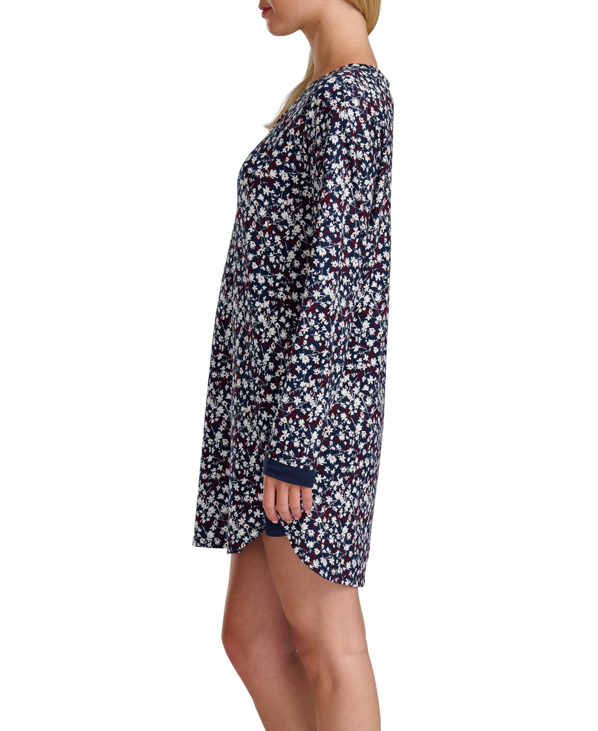 Tommy Hilfiger Women's Long Sleeve Henley Sleepshirt In Multi